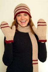 Pattern- Plymouth Yarn Baby Alpaca Grande Ladies Hat, Mittens, And Scarf Set